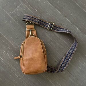 Anthropologie Brown Leather Crossbody Bag